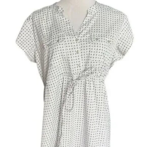 Women's Times Two Maternity Heart Print Cap Sleeve Tunic Top Black n White XL - Picture 2 of 4